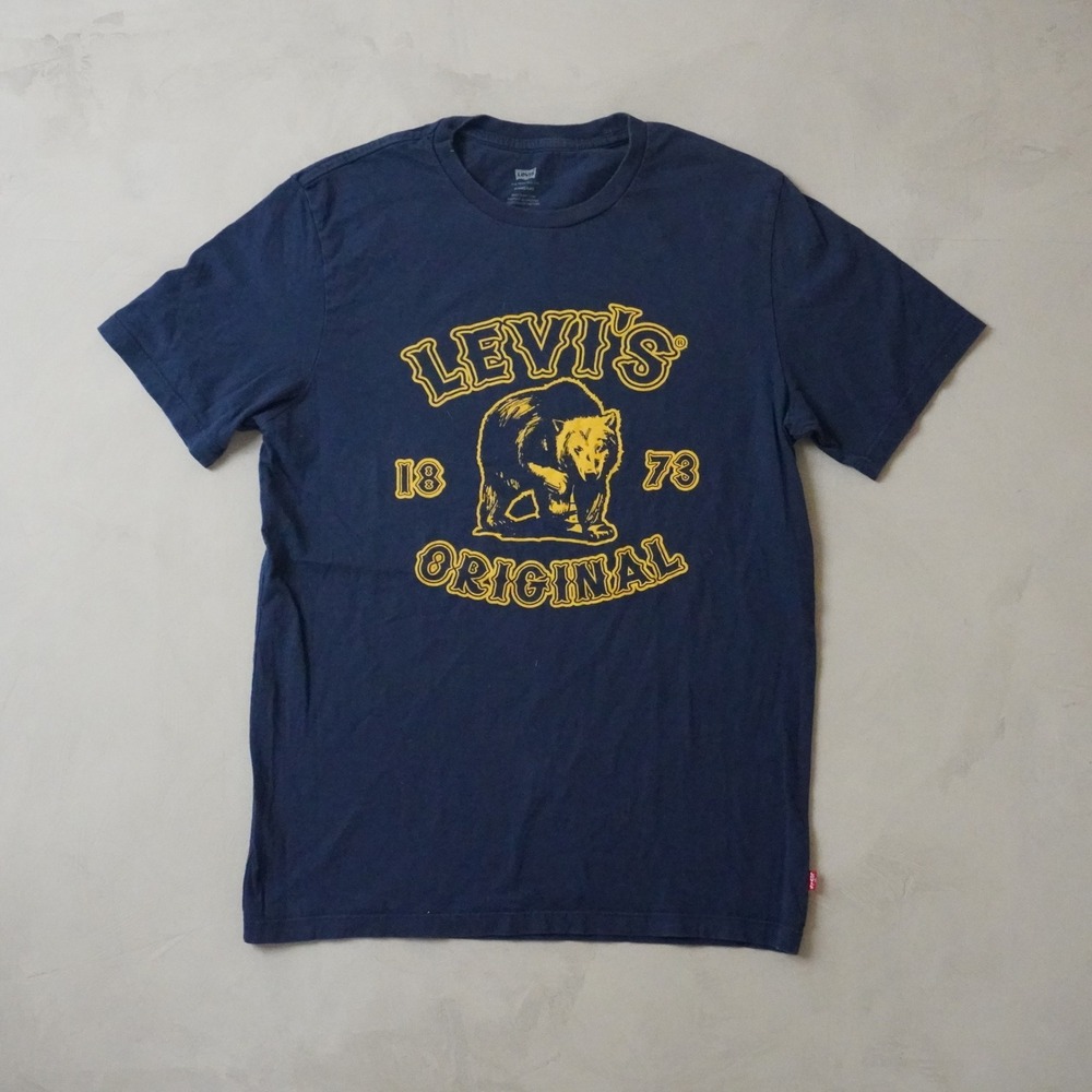 Levis Original Bear Graphic T-Shirt Small Mens Navy Blue 1873 California Shirt